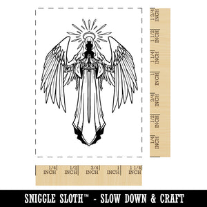 Cloaked Angel with Sword Rectangle Rubber Stamp for Stamping Crafting