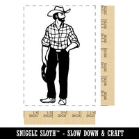 Country Cowboy Man Rectangle Rubber Stamp for Stamping Crafting