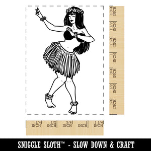Dancing Hula Girl Hawaii Rectangle Rubber Stamp for Stamping Crafting