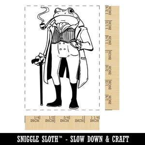Dapper Gentleman Frog In Coat Rectangle Rubber Stamp for Stamping Crafting