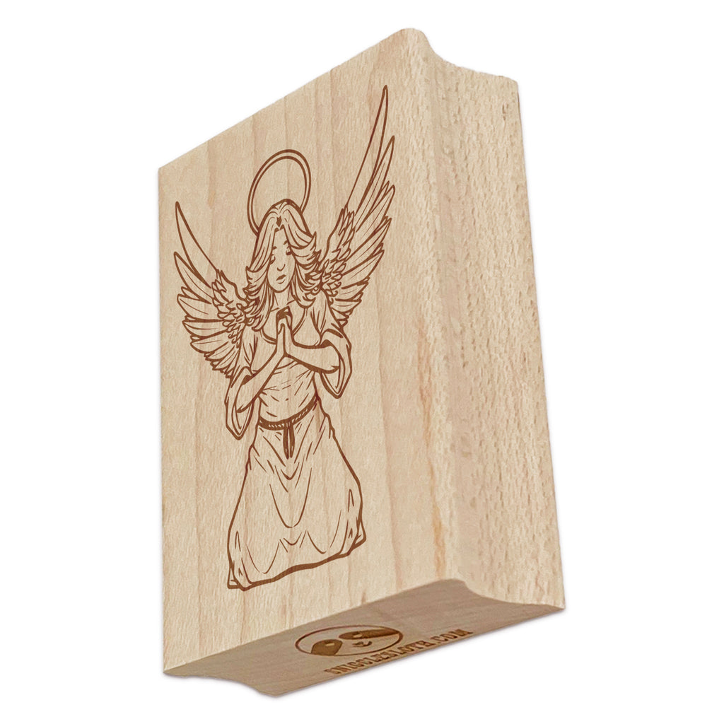 Devout Angel Woman Praying Rectangle Rubber Stamp for Stamping Crafting