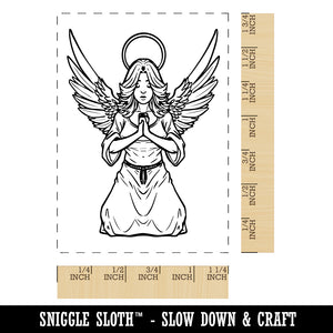 Devout Angel Woman Praying Rectangle Rubber Stamp for Stamping Crafting