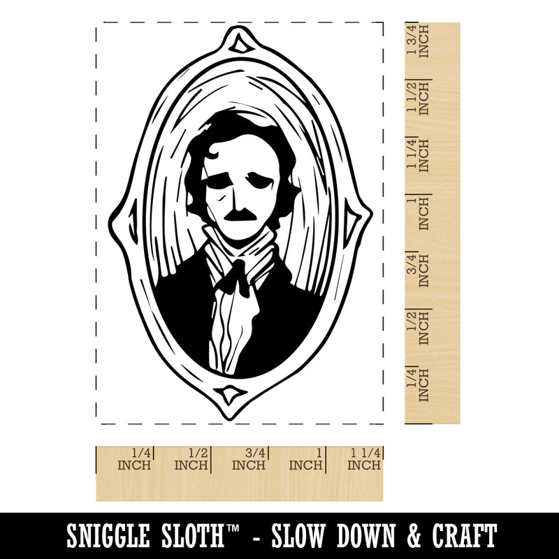 Edgar Allen Poe Vintage Victorian Portrait Rectangle Rubber Stamp for Stamping Crafting