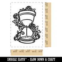 Elegant Hourglass Vines Roses Rectangle Rubber Stamp for Stamping Crafting