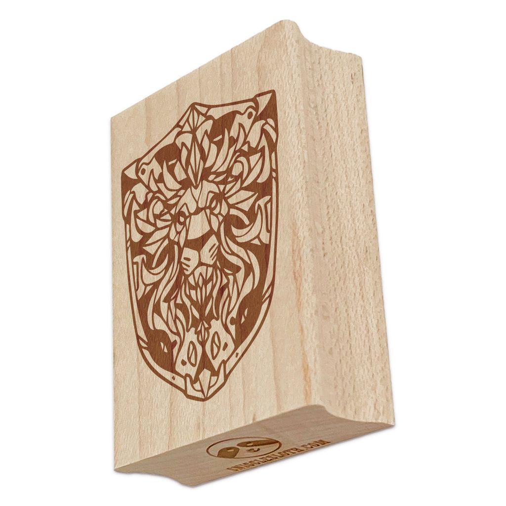 Fantasy Lion Shield Dungeons Dragons Rectangle Rubber Stamp for Stamping Crafting