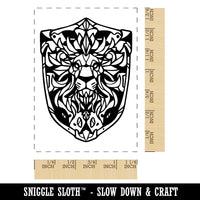 Fantasy Lion Shield Dungeons Dragons Rectangle Rubber Stamp for Stamping Crafting