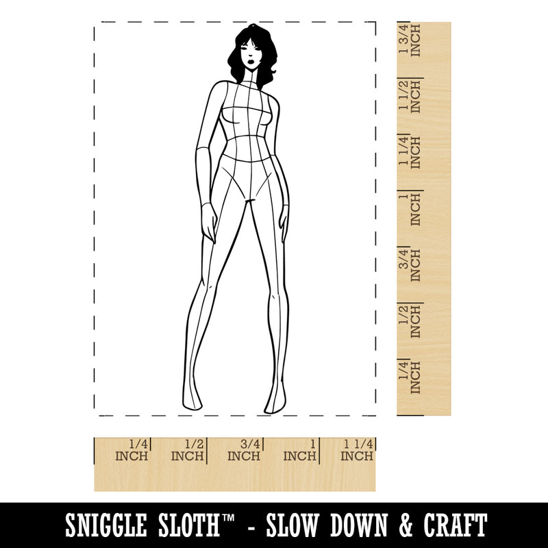 Fashion Illustration Croquis Template Rectangle Rubber Stamp for Stamping Crafting