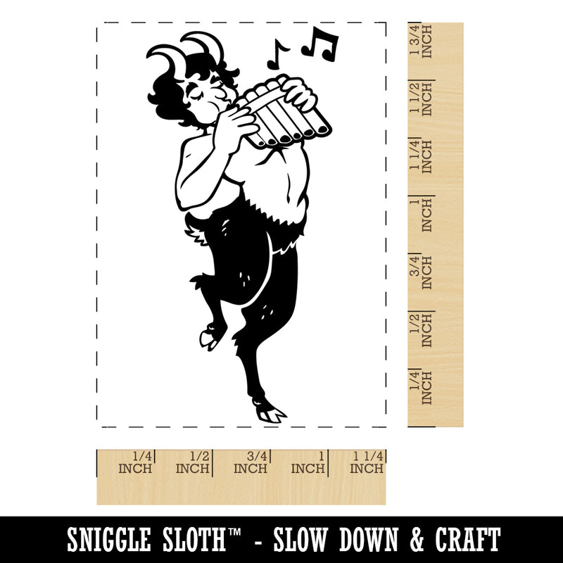 Faun Satyr Pan Flute Rectangle Rubber Stamp for Stamping Crafting