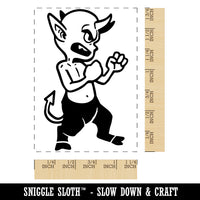 Feisty Little Devil Imp Boy Demon Rectangle Rubber Stamp for Stamping Crafting