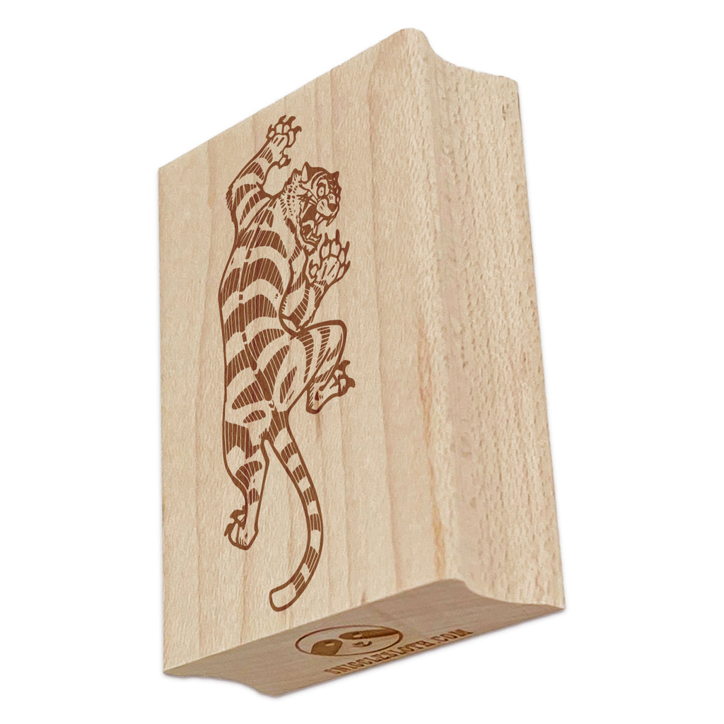 Ferocious Tiger Crawling Prowling Rectangle Rubber Stamp for Stamping Crafting