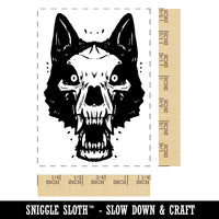 Ferocious Wolf Skull Head Rectangle Rubber Stamp for Stamping Crafting