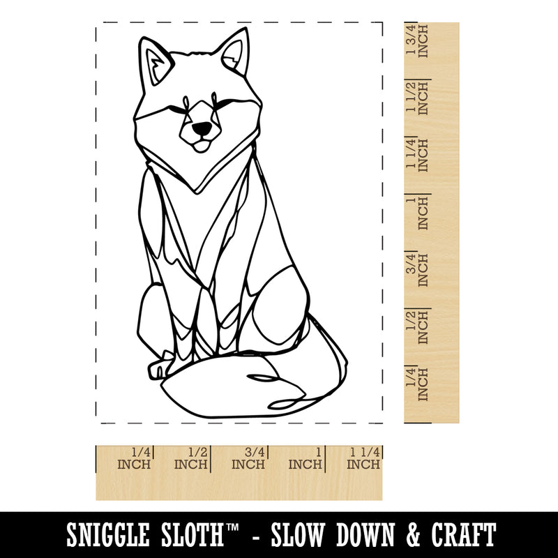 Fox Artsy Contour Line Rectangle Rubber Stamp for Stamping Crafting