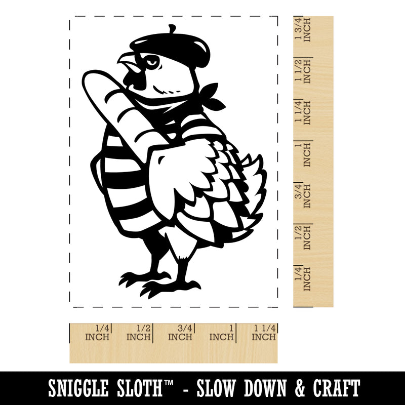 French Hen Beret Baguette 12 Days of Christmas Rectangle Rubber Stamp for Stamping Crafting
