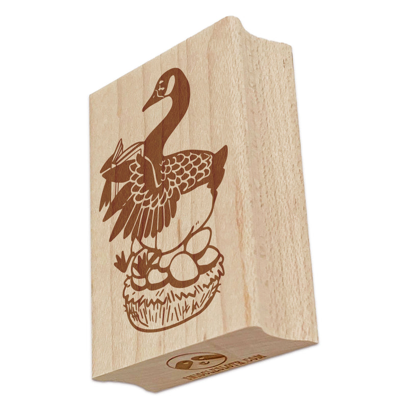 Goose Laying Eggs Rectangle Rubber Stamp for Stamping Crafting