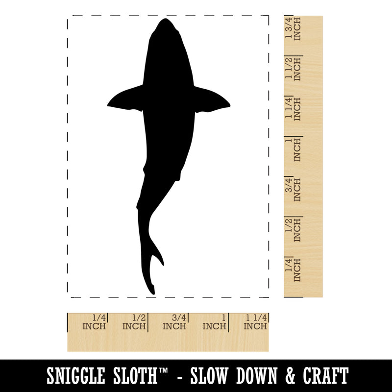 Great White Shark Top Down Silhouette Rectangle Rubber Stamp for Stamping Crafting