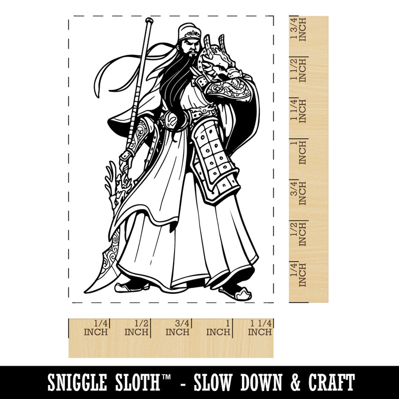 Guan Yu Chinese God of War Wealth Rectangle Rubber Stamp for Stamping Crafting
