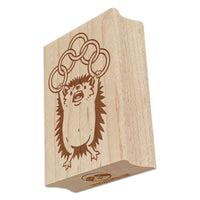 Hedgehog Five Golden Rings 12 Days of Christmas Rectangle Rubber Stamp for Stamping Crafting