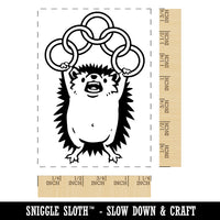 Hedgehog Five Golden Rings 12 Days of Christmas Rectangle Rubber Stamp for Stamping Crafting