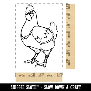 Hen Chicken Artsy Contour Line Rectangle Rubber Stamp for Stamping Crafting