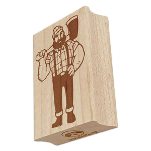 Lumberjack Man with Axe Rectangle Rubber Stamp for Stamping Crafting