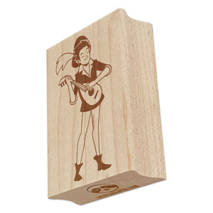 Medieval Bard Troubadour with Lute Rectangle Rubber Stamp for Stamping Crafting