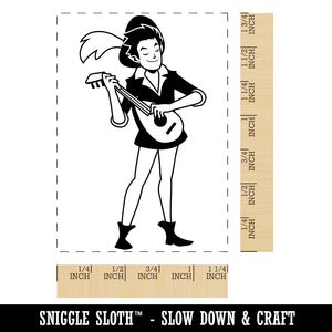 Medieval Bard Troubadour with Lute Rectangle Rubber Stamp for Stamping Crafting