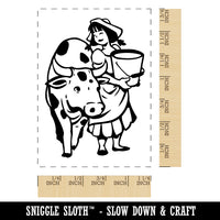 Milk Maid Bucket and Cow 12 Days of Christmas Rectangle Rubber Stamp for Stamping Crafting