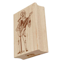 Musician Rockstar Singer with Guitar Rectangle Rubber Stamp for Stamping Crafting