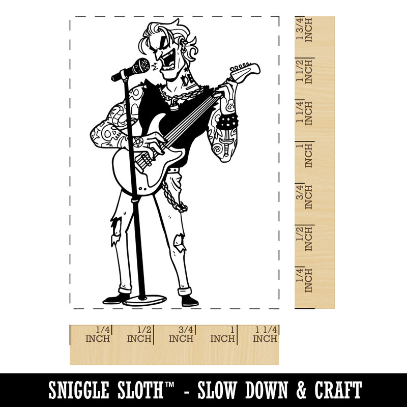 Musician Rockstar Singer with Guitar Rectangle Rubber Stamp for Stamping Crafting