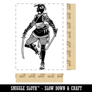 Ninja Woman Shinobi Rogue Rectangle Rubber Stamp for Stamping Crafting