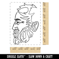 Old Man Profile Artsy Contour Line Rectangle Rubber Stamp for Stamping Crafting