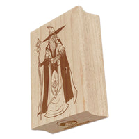 Old Wizard Mage with Cape and Staff Rectangle Rubber Stamp for Stamping Crafting