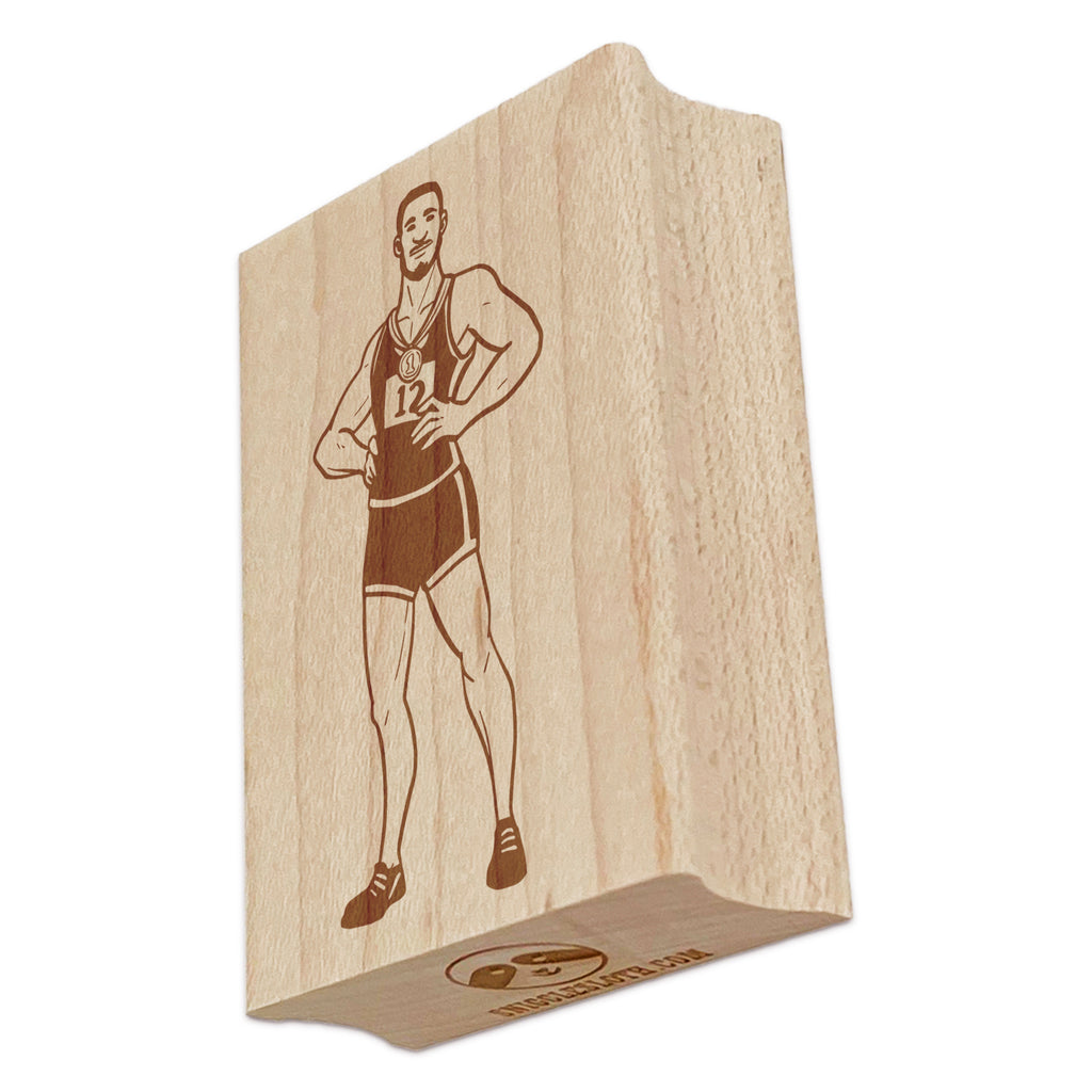 Olympic Athlete Athletic Man Rectangle Rubber Stamp for Stamping Crafting