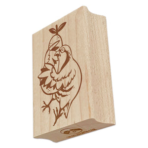 Partridge Bird Hugging Pear 12 Days of Christmas Rectangle Rubber Stamp for Stamping Crafting