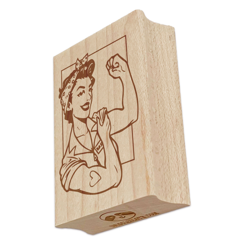 Pin-Up Rosie Flexing Bicep Rectangle Rubber Stamp for Stamping Crafting