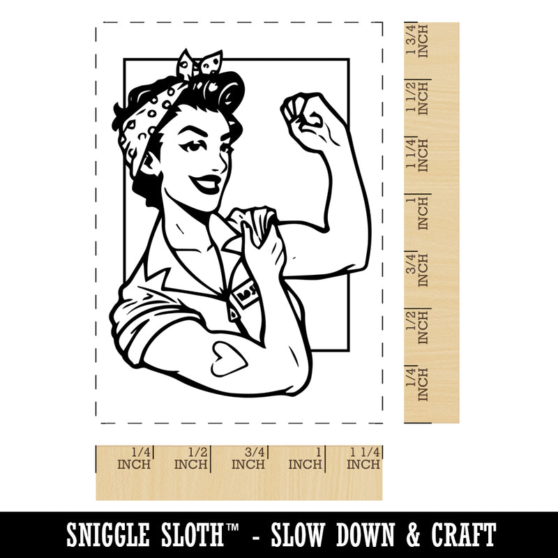 Pin-Up Rosie Flexing Bicep Rectangle Rubber Stamp for Stamping Crafting