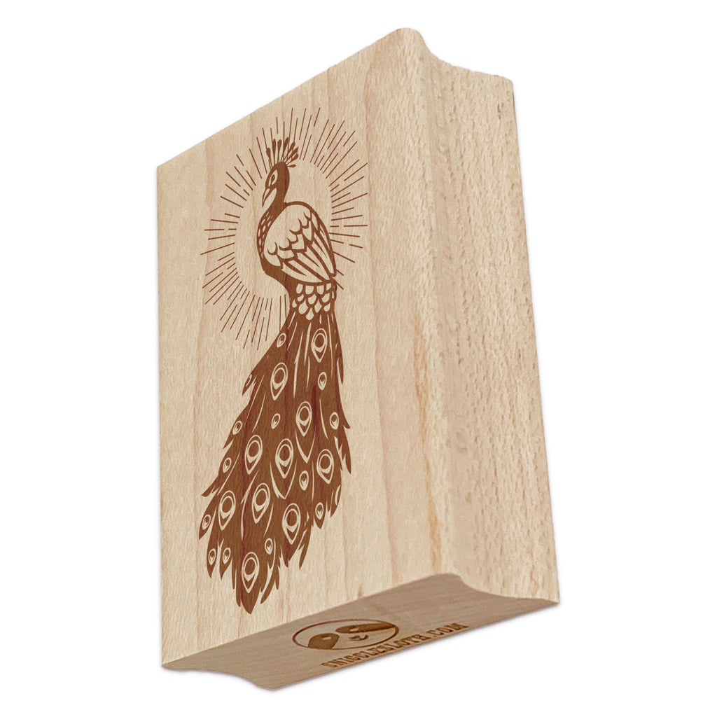 Radiant Peacock Elegant Bird Rectangle Rubber Stamp for Stamping Crafting
