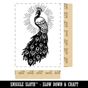 Radiant Peacock Elegant Bird Rectangle Rubber Stamp for Stamping Crafting