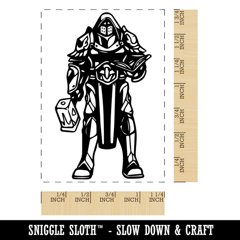 RPG Class Paladin Knight Holy Warrior Rectangle Rubber Stamp for Stamping Crafting