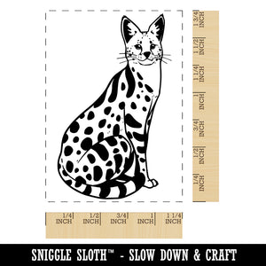 Serval Spotted Wild Cat Rectangle Rubber Stamp for Stamping Crafting