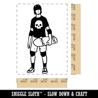 Skater Skateboard Man Extreme Sports Rectangle Rubber Stamp for Stamping Crafting