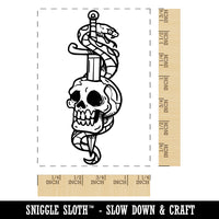 Skull with Dagger and Snake Rectangle Rubber Stamp for Stamping Crafting