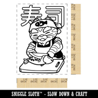 Sushi Chef Cat Cutting Fish Rectangle Rubber Stamp for Stamping Crafting