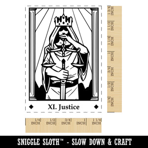 Tarot Justice Card Major Arcana Rectangle Rubber Stamp for Stamping Crafting