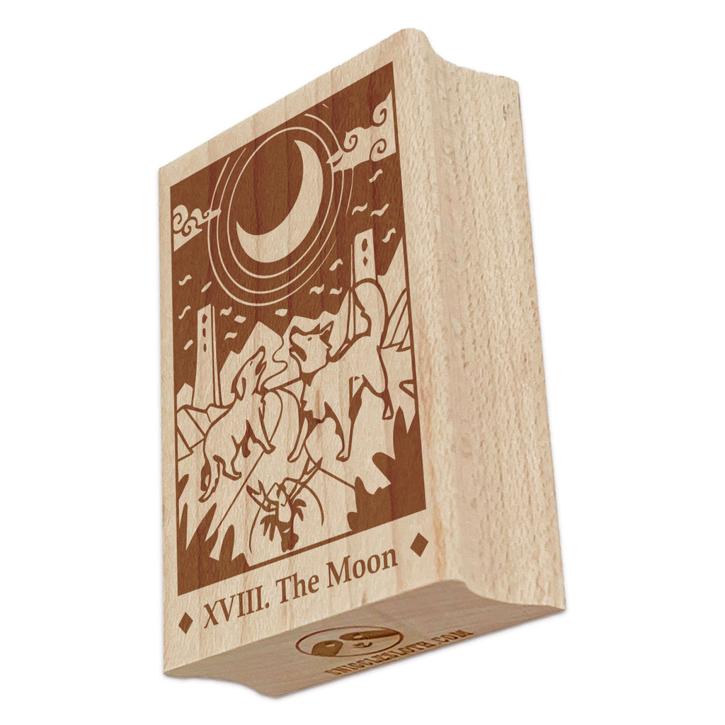 Tarot The Moon Card Major Arcana Rectangle Rubber Stamp for Stamping Crafting
