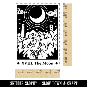 Tarot The Moon Card Major Arcana Rectangle Rubber Stamp for Stamping Crafting