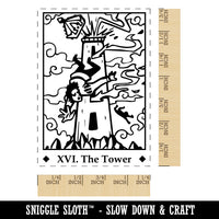 Tarot The Tower Card Major Arcana Rectangle Rubber Stamp for Stamping Crafting
