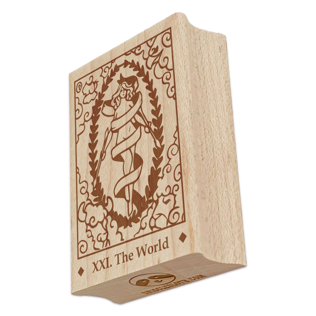 Tarot The World Card Major Arcana Rectangle Rubber Stamp for Stamping Crafting