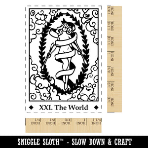 Tarot The World Card Major Arcana Rectangle Rubber Stamp for Stamping Crafting