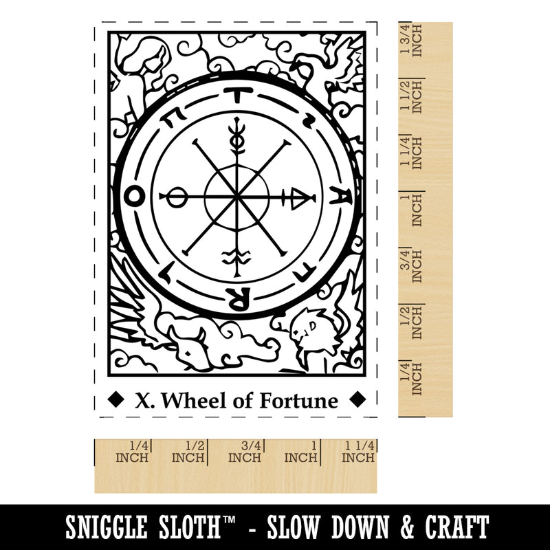 Tarot Wheel of Fortune Card Major Arcana Rectangle Rubber Stamp for Stamping Crafting